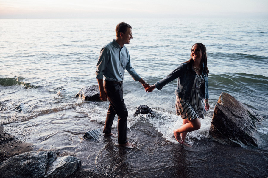 Durand eastman beach engagement session water