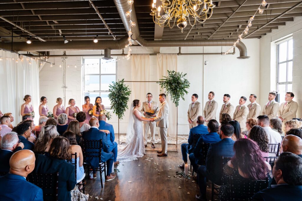 Arbor Loft, Rochester wedding Venue, Ceremony, bride and groom